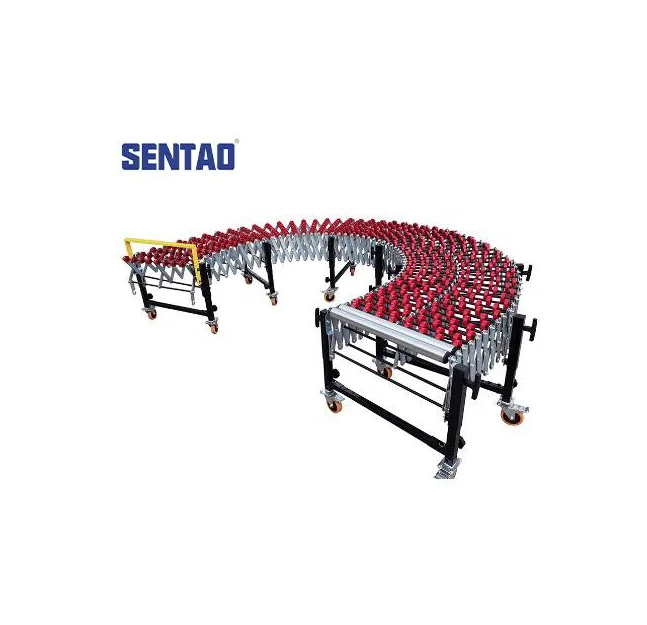 Truck loading and unloading unpowered flywheel roller expansion flexible skate wheel conveyor