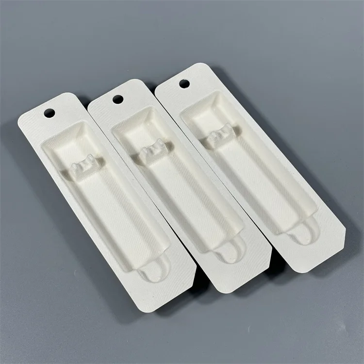 Eco Friendly Sugarcane Bagasse Pulp Packaging Customize Molded Fiber Cosmetic Protective Case Biodegradable Paper Pulp Tray