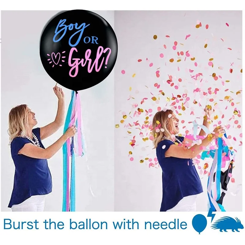  Heyha latex girl or boy 36 inch baby shower gender reveal party ballons confetti balloon