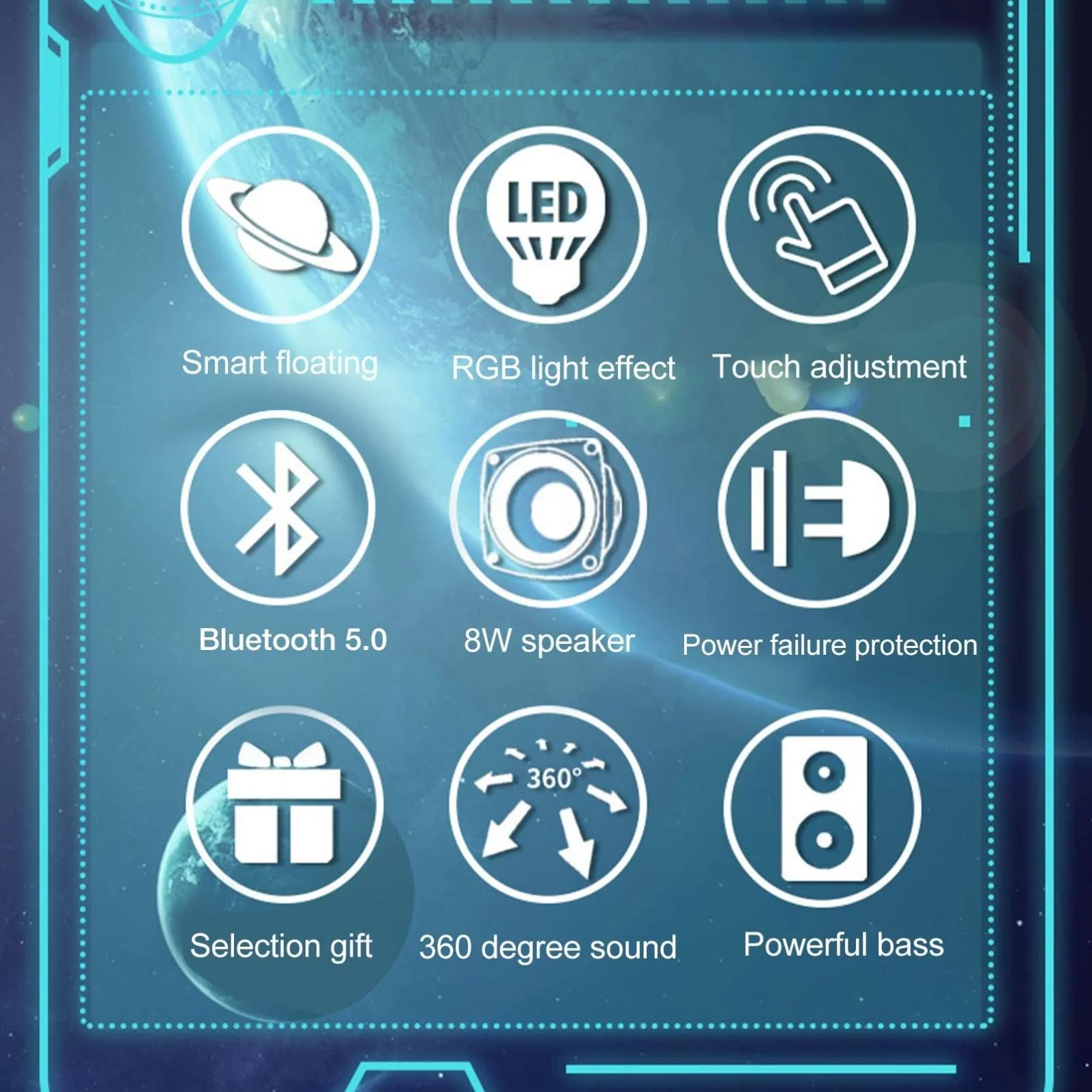 Shingel Magnetic lamp Touch Lamp Levitating Bluetooth Speaker Magnetic Wireless Floating Speaker with LED Light Creative Gift