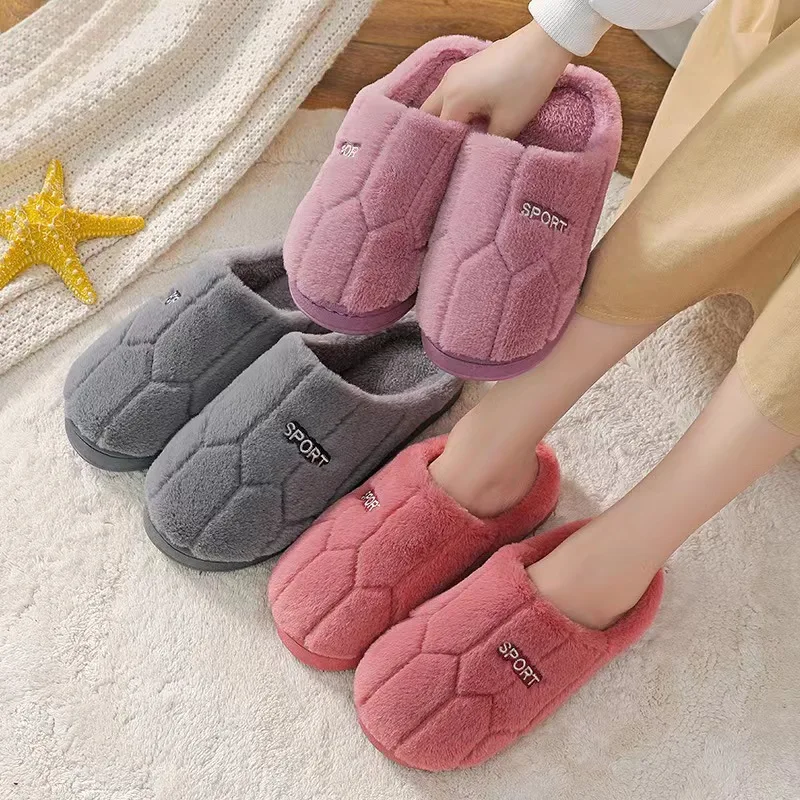 Winter Warm Slippers For Women Men Home Fluffy Furry Slippers New Fashion Soft Plush Platform Non Slip Bedroom Slides
