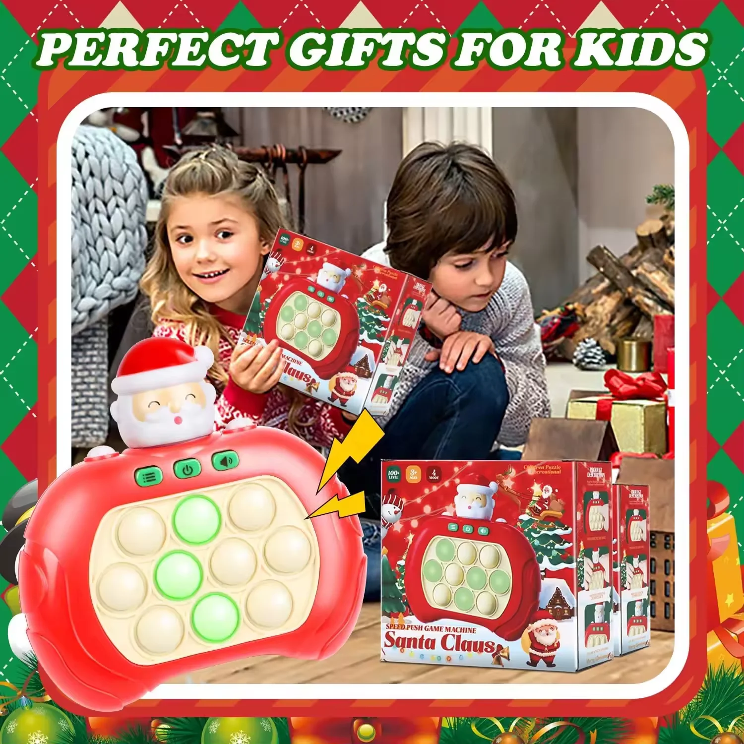 Quick Push Toy Quickly and Press Fidget Machine Santa Claus Finger Pressure Bubble Sensory Christmas Gift for Children