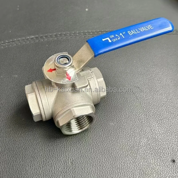 L Type Stainless Steel 304 316 BSPT Thread Three way Ball Valve 1/4'--4' for Water Oil Gas 1000PSI