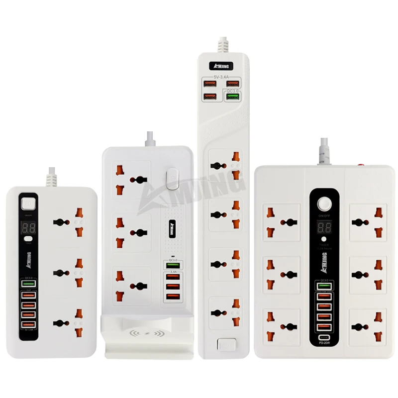 Hot Selling 6 outlet universal extension socket with type c surge protector power strip