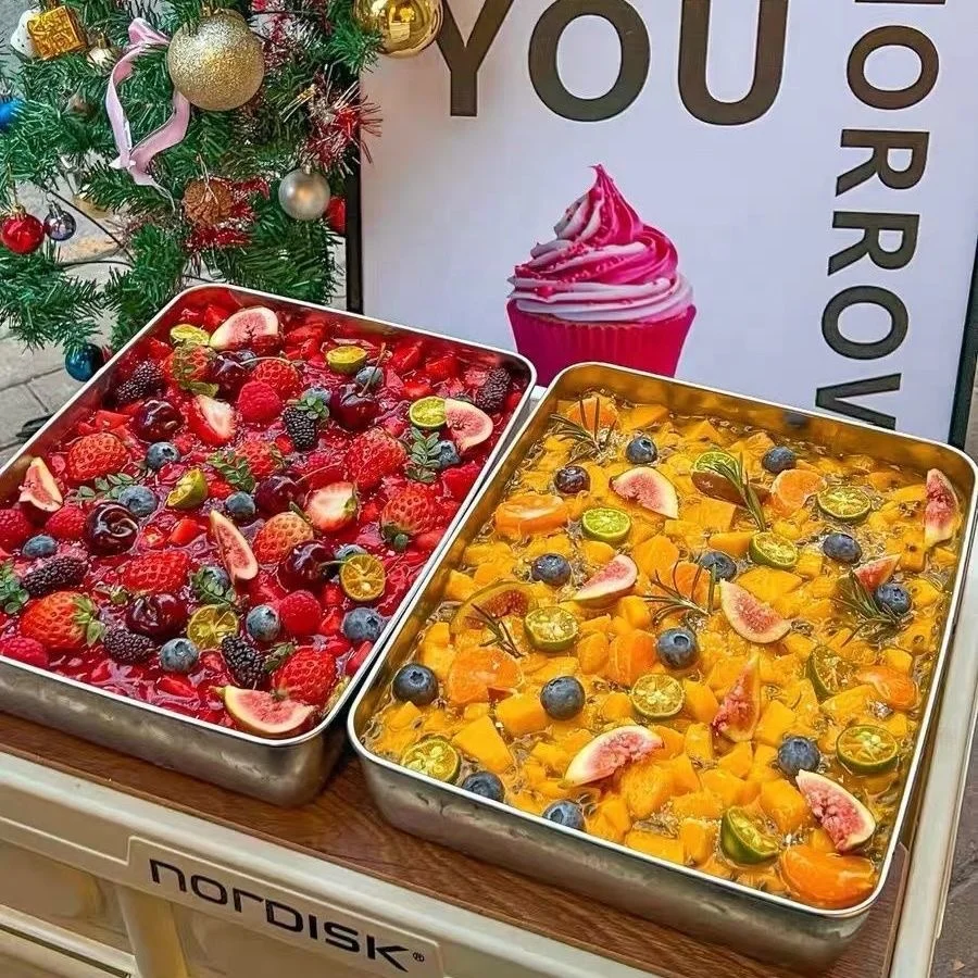 Wholesale Customization Rectangular Stainless Steel Tiramisu Baking Pan With Cover