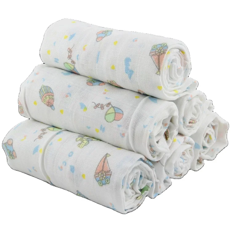 Wholesale 6 Muslin 70*70CM Squares 100% Cotton Printing Double Layers Gauze Cloth Baby Diaper