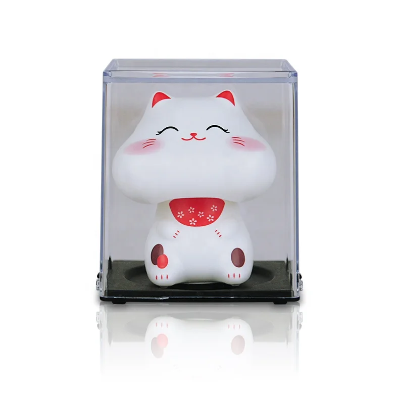 New 2-inch Cute lucky cat Auto shake fortune cat plastic crafts Figure Ornaments solar maneki neko
