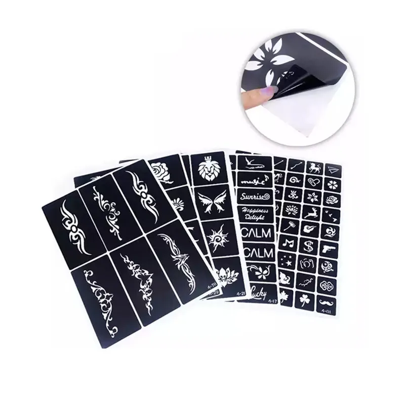In stock temporary Henna 54 patterns glitter tattoo stencil Paper  Face Paint Airbrush Tattoo Stencils