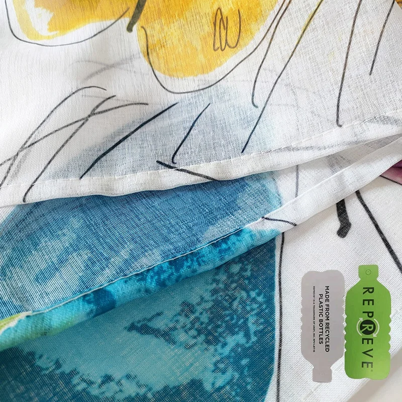 Экологически чистая Водонепроницаемая простая переработанная 100% Полиэстеровая занавеска тканая ткань с принтом