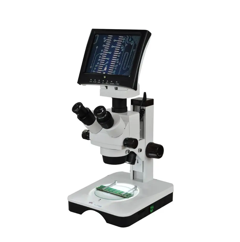 YUJIE YJ-T102B LCD Boom Stand Zoom Stereo 7X-45X Binocular Microscope with digital camera display