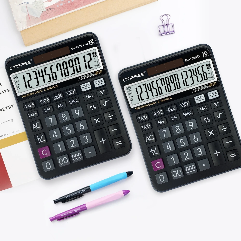 12 16 Digit Factory Supply Original Dual Power Office Stationery ESD calculator Real Solar Energy Calculadora Calculator Desktop