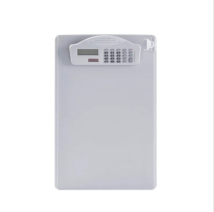 Plastic clipboard with calculator