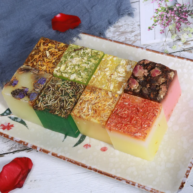 special wholesale price Whitening Handmade Soap Dried Flower Bath Soap Facial and Body Cleaning Soap