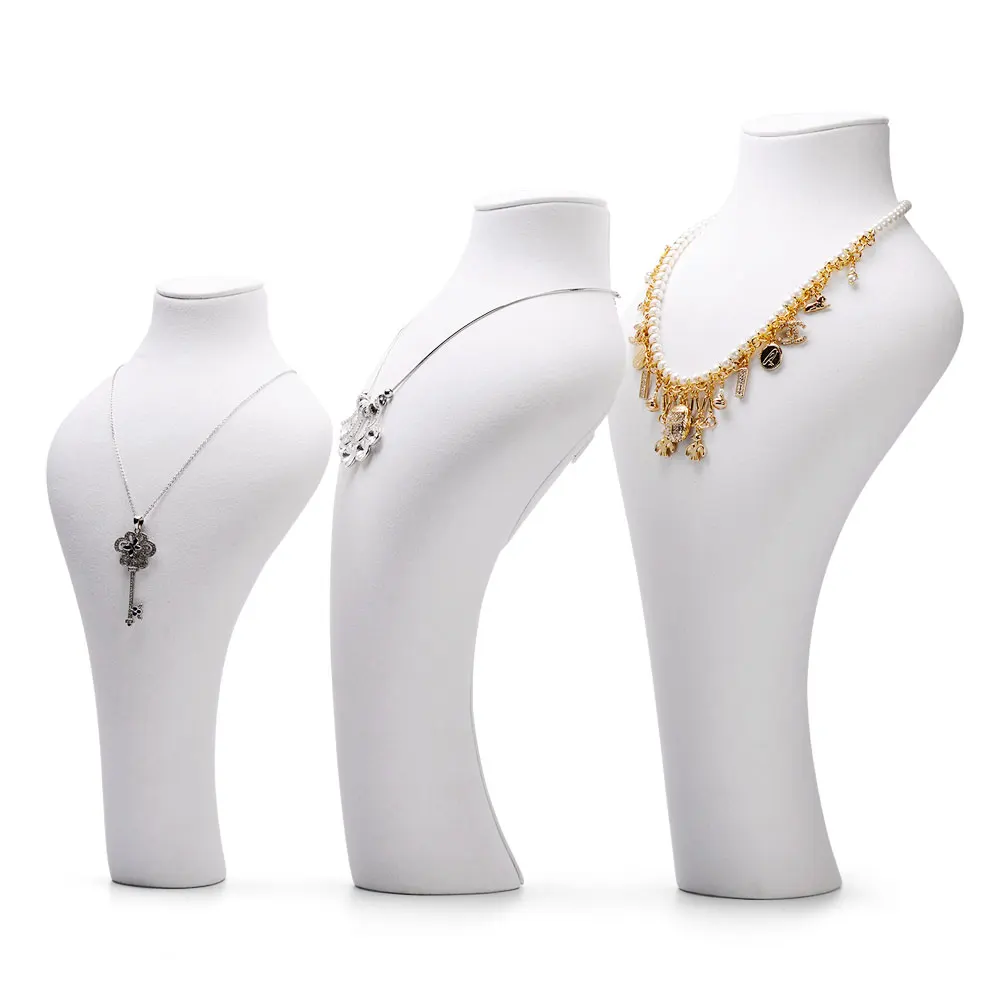 FANXI China Custom  Necklace Holder Stand White Painted Resin Jewelry Displays Stand Jewellery Necklace Bust