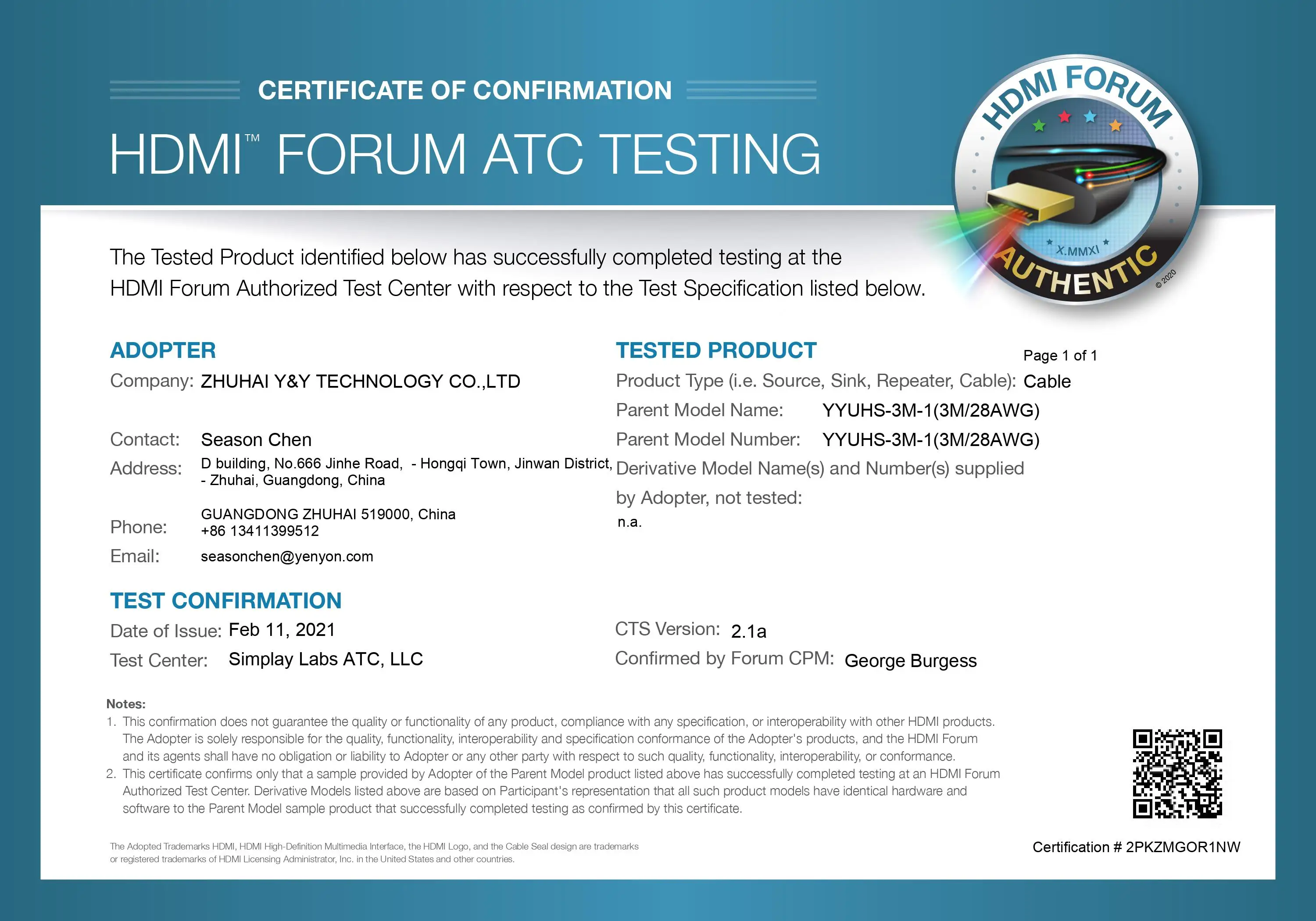 3m 8k Certification label