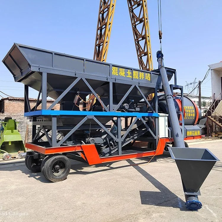 Mobile Concrete Batching Plant Movable Concrete Batching Plant Concrete Mixer Plant With Tire Towing Concrete Mixer