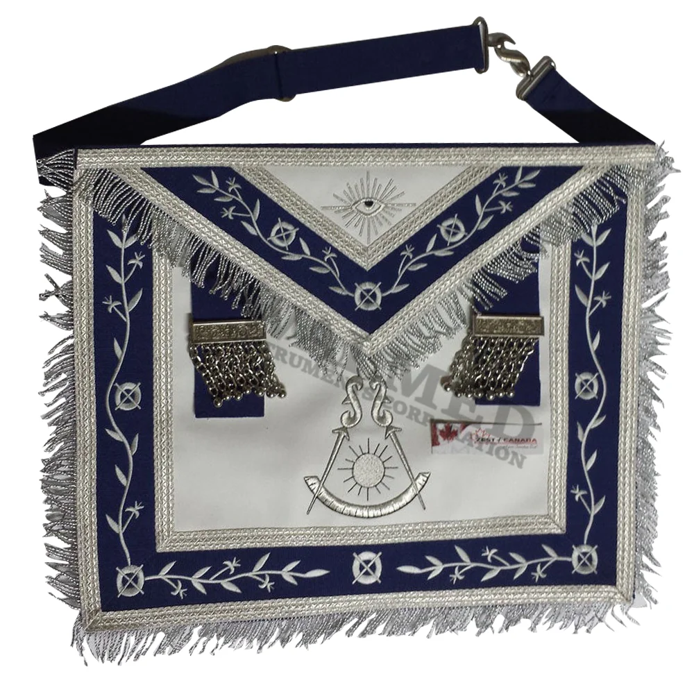 
Masonic Apron -Past Master Apron Royal Blue Silver With Silver Fringe / Masonic Lodge Officer Aprons Masonic Past Master Silver 
