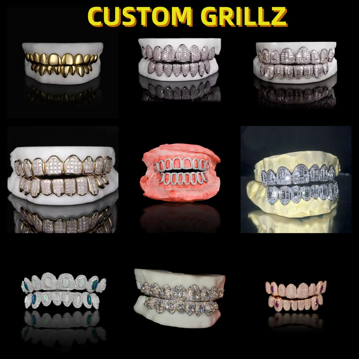 Luxury Brand Jewelry Custom Vvs Moissanite Grillz Hip Hop Iced Out Diamond 10K 14K 18K Gold 925 Silver Custom Grillz for Teeth