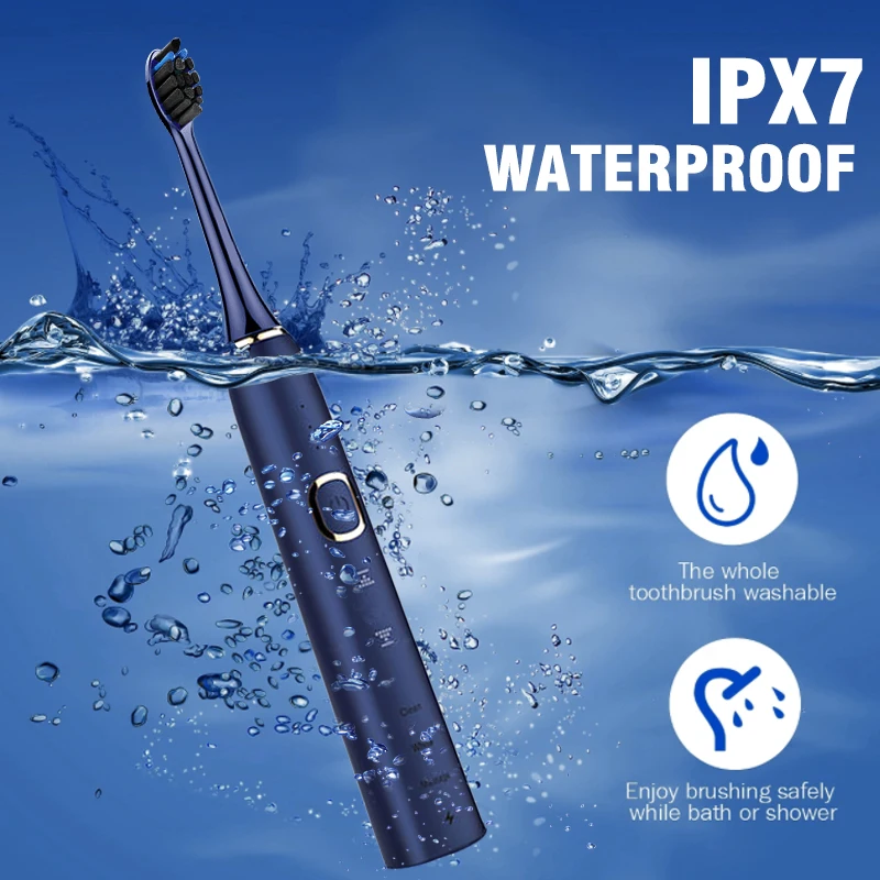 3D TouchSmart Adult Electric Toothbrush Set Wireless Charging Sonic Toothbrush 4 Brush Heads with Travel Case