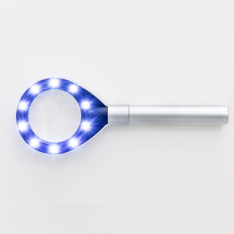 2x 4x Hand Held LED Metal Magnifying Glass High Definition Illuminated Kids Magnifiers For Rrading