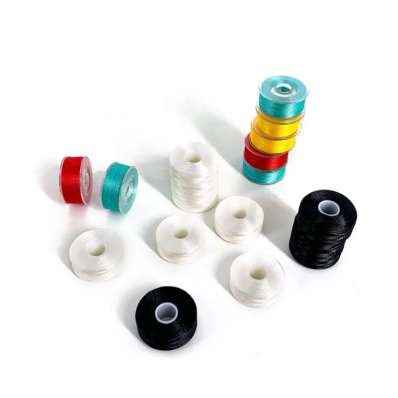 75d/2 Polyester Embroidery Thread Pre Wound Plastic Side Bobbins Sewing
