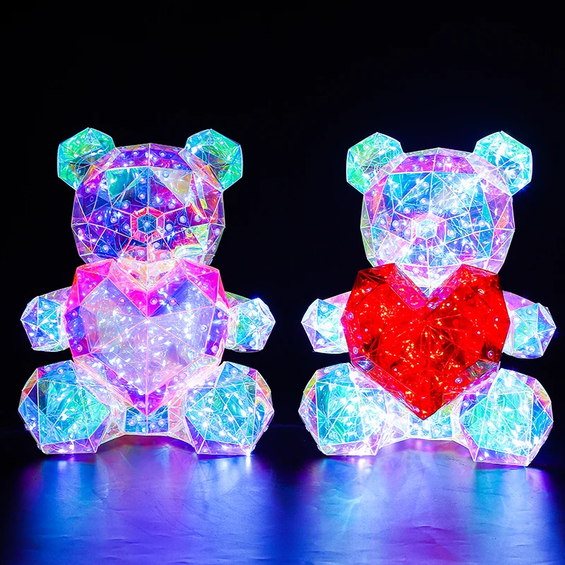 New Product Gift Factory Price Led Lights Luminescent Colorful Glowing Bear Holographic Iridescent Lights Gifts 2023