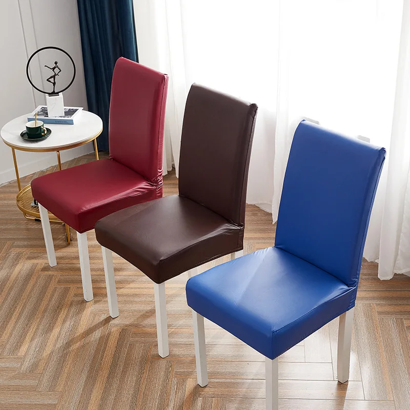 Chair cover new solid color elastic leather set chair office waterproof and dustproof chair cover