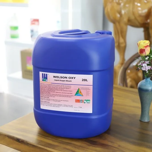 Liquid oxygen bleach detergent for hotel and hospital laundry