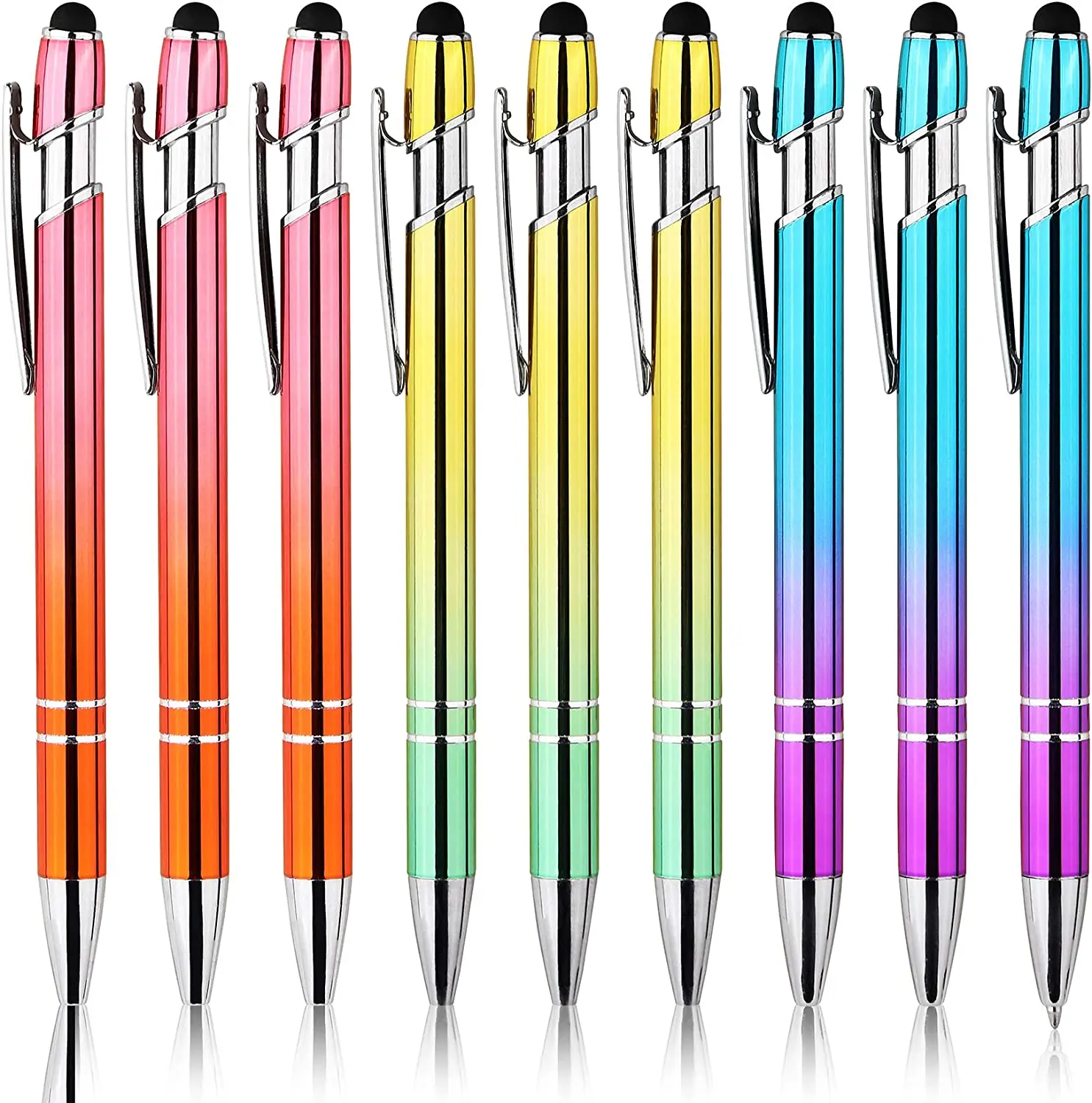 Wholesale New Gradient Color Aluminum Rod Press Metal Ballpoint Pens  With Logo