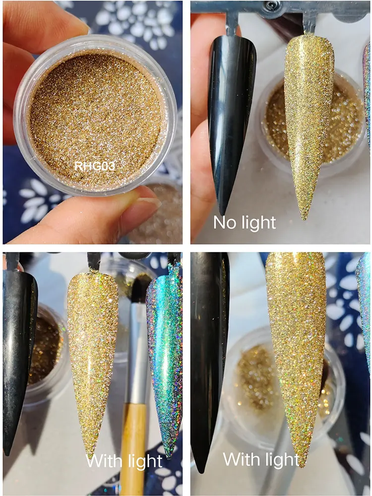 Brand MCESS Reflective Colored Disco Diamond Chrome Nail Glitter Rhinestone Sequins Nail Art Pigment Powder