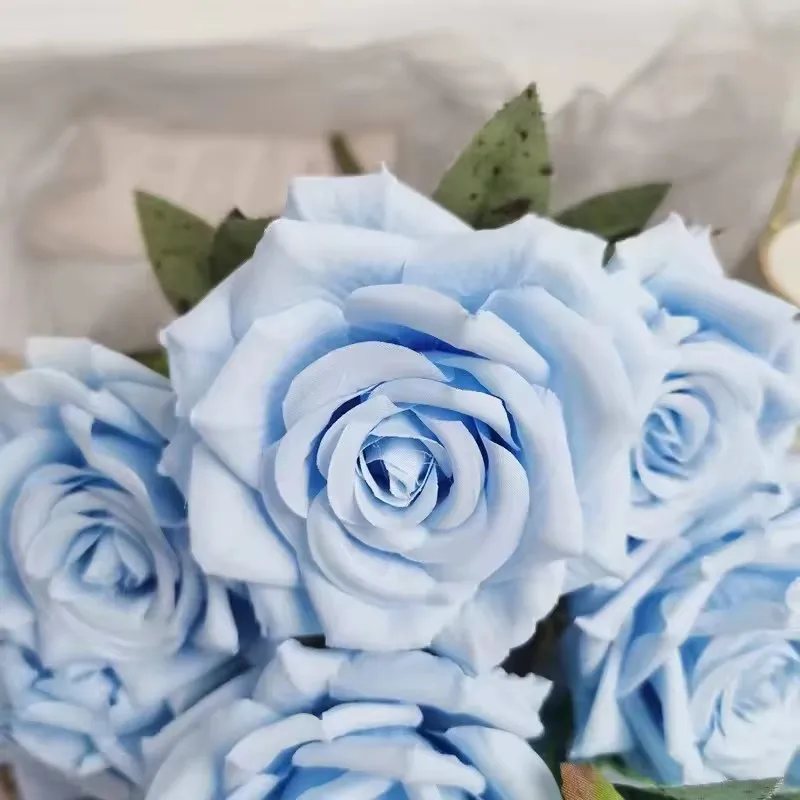 JH230055 manufacturers direct selling blue big head artificial roses flowers with stem for valentine home wedding decoration