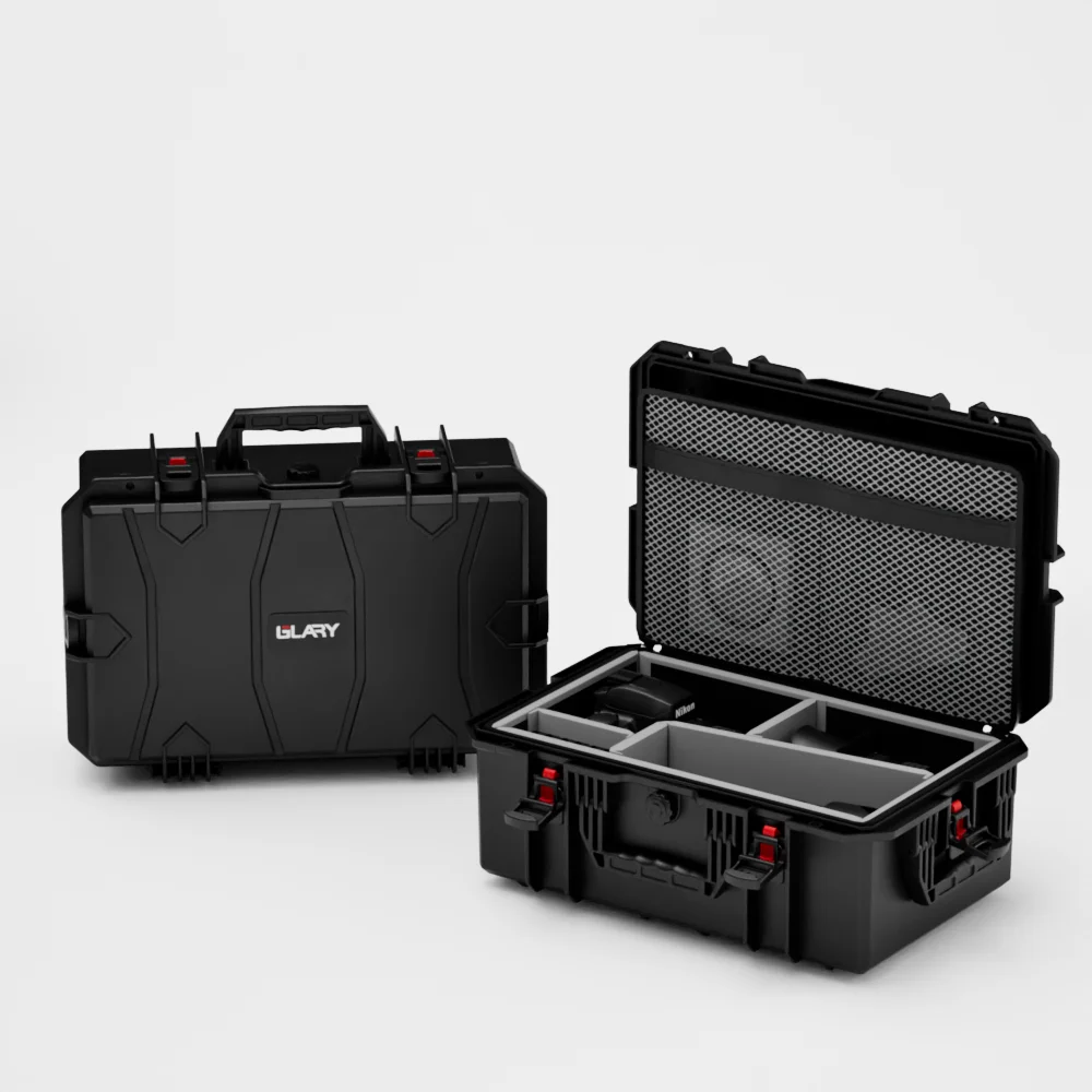 GLARY stackable plastic camera box storage case hard camera safety case for photography portable camera bag case with pockets