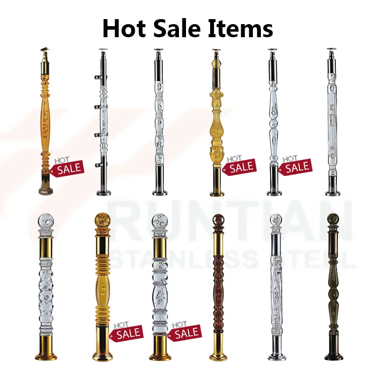 Acrylic railing manufacture handrail crystal balcony fence glass led railing column master pillar