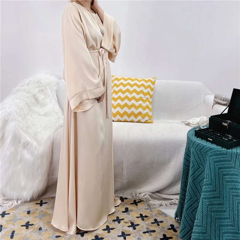 Formal Turkish Islamic Caftan Abaya Dress Long Sleeve Ethnic Style Solid Color Plus Size Multicolor Muslim Robe Middle East