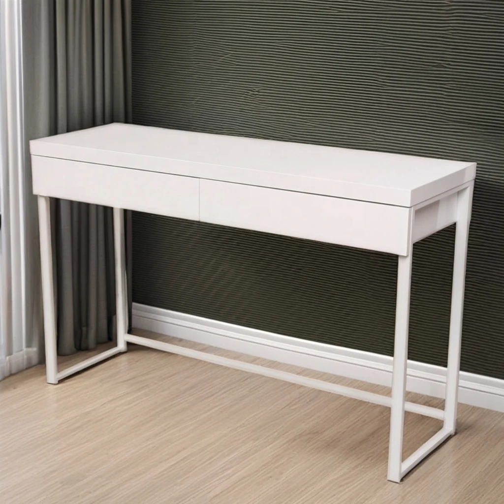 High Quality Customizable White PC Office Computer Desk with 2 Wooden Drawers Gaming Table for School Use