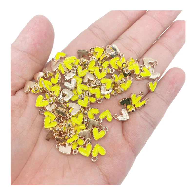 Hot Selling Alloy Heart Charms Enamel Cute Assorted Little Metal Pendants for Bracelet Shoes Dangle Jewelry Making Find