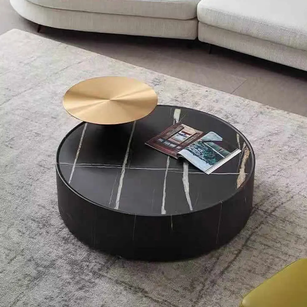 Modern for coffee table sets living room round black glass white marble top oval korean small coffee table
