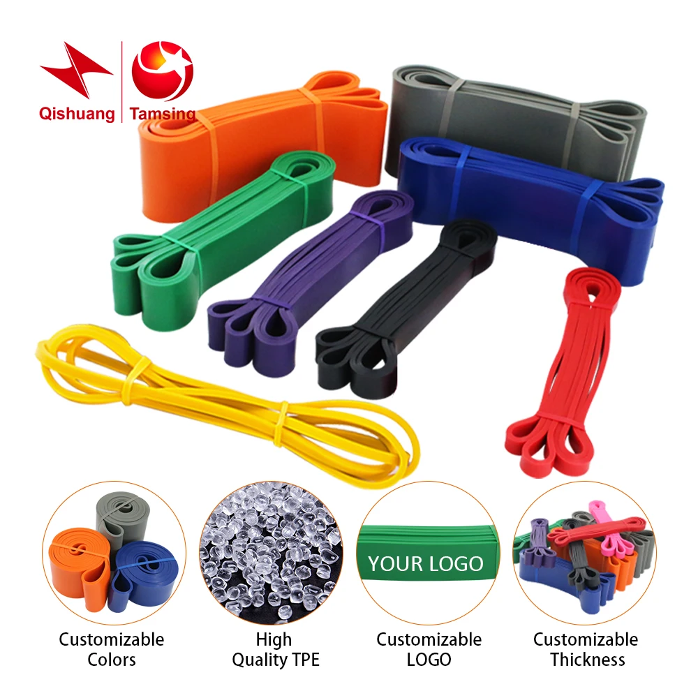 Wholesale Workout Pull Up Assist Exercise Band Fitness Long Elastic Band TPE Resistance Stretching Band Set