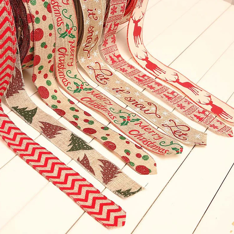 EAGLEGIFTS Merry Christmas Decor Deer Printed Gift Ribbons Roll Sets 4 Inch Wide Christmas Wired Edge Ribbon