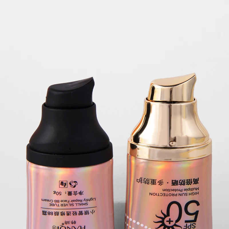 Manufacture Luxury Customized 50ml Empty Oval Tube Packaging ABL Aluminum Plastic Airless pump Tube For Sunscreen BB Cream
