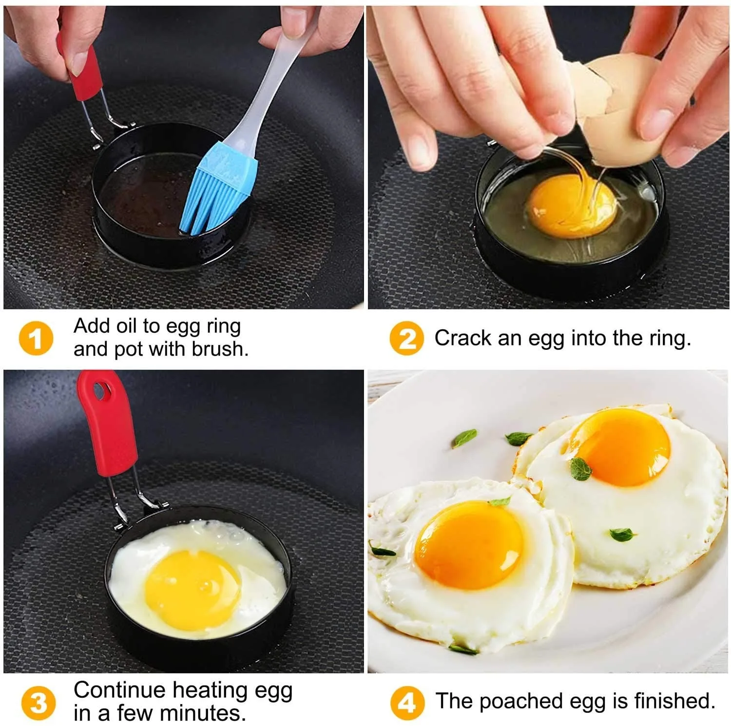 Round Cooking Tools Handle Stainless Steel Non-Stick Round Fried egg circle Pancake Rings Mold
