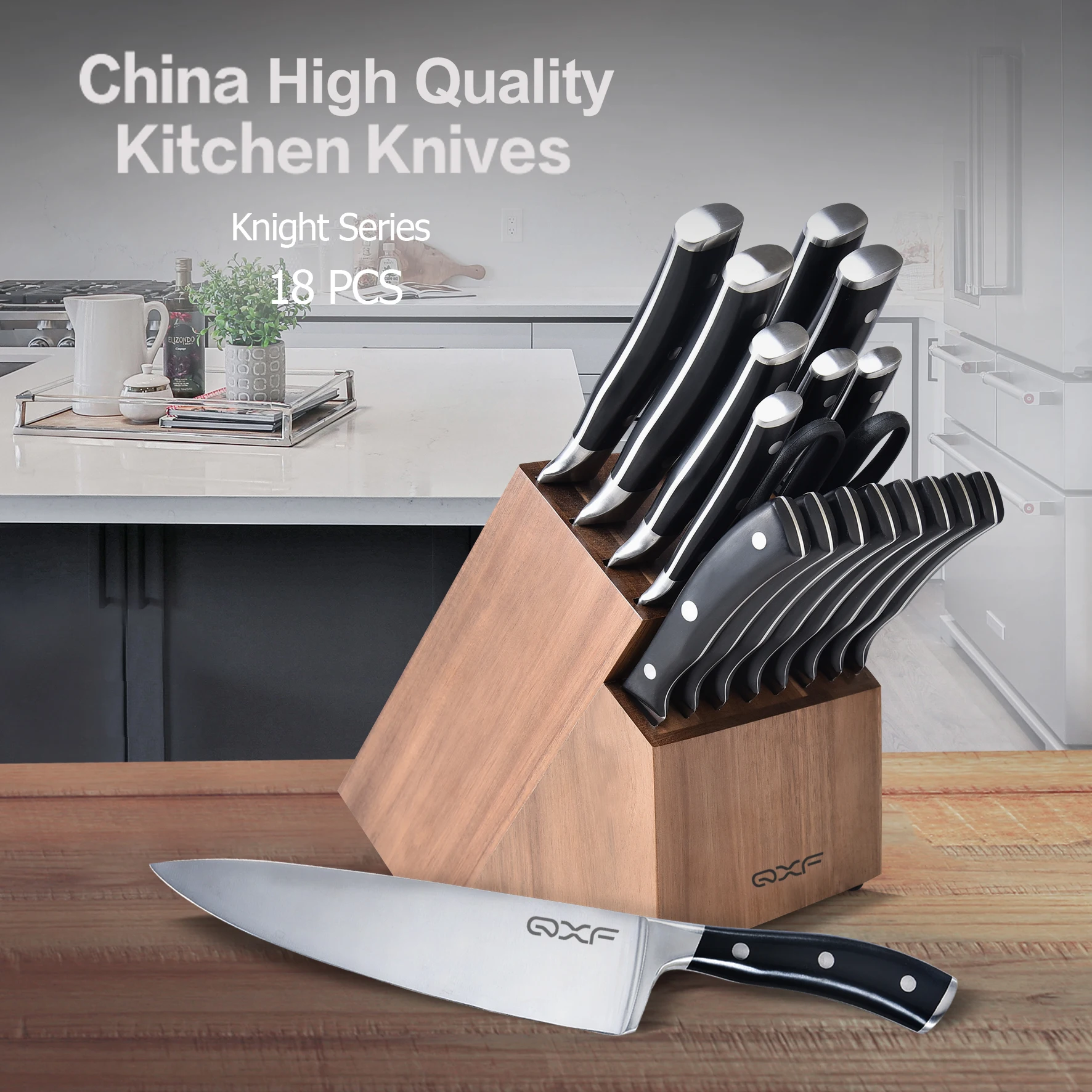 С высоким содержанием углерода немецкий из нержавеющей стали, покрытой 18 шт набор кухонных ножей супер острый нож шеф-повара набор с блоком ножей