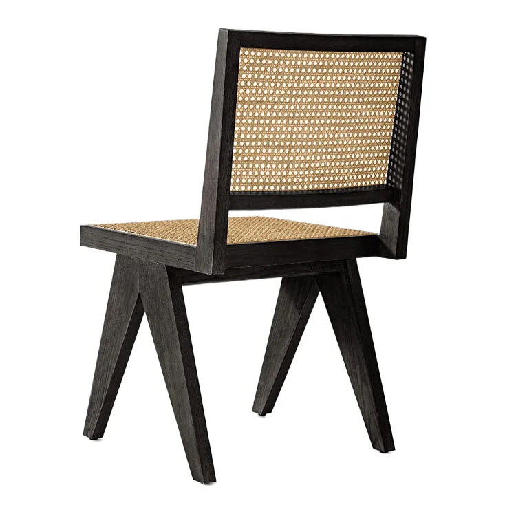 Modern Restaurant Furniture Chair Ash Wood Rattan Seat Dining Chair Home Restaurant Commercial Arm Wooden Dining Chair