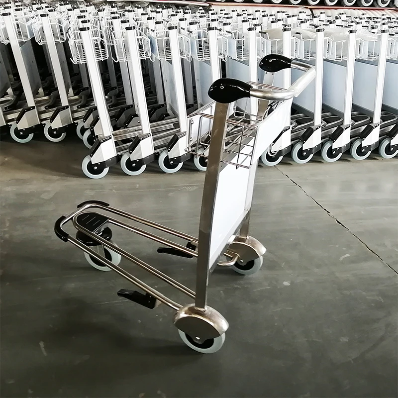 3 Wheel Airport Luggage Trolley Hand Cart Passenger Baggage Airport Trolley With Brake Rubber Wheel