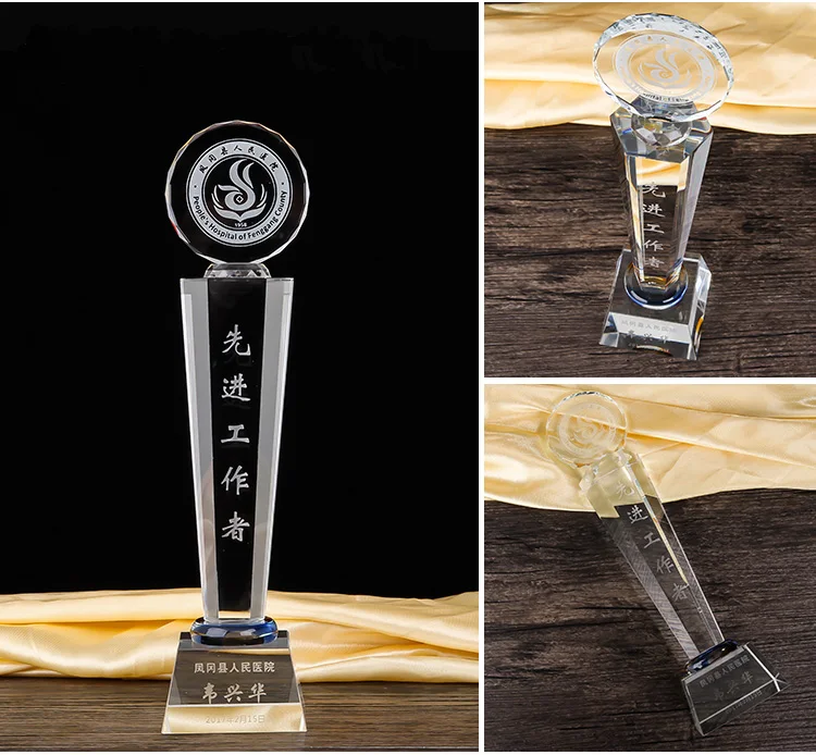 ADL Cheap Crystal Badminton Trophy Custom Crystal Trophy Award Crystal Football Trophy