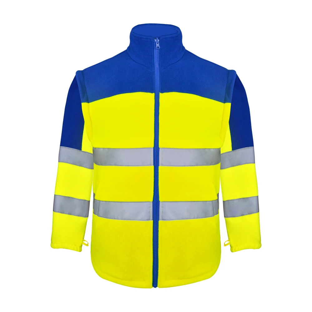 Multifunction Winter 3 in 1 Warm Fleece Lining Safety Work Jacket Flexible Detachable Sleeve and Hood Safety Work Jacket