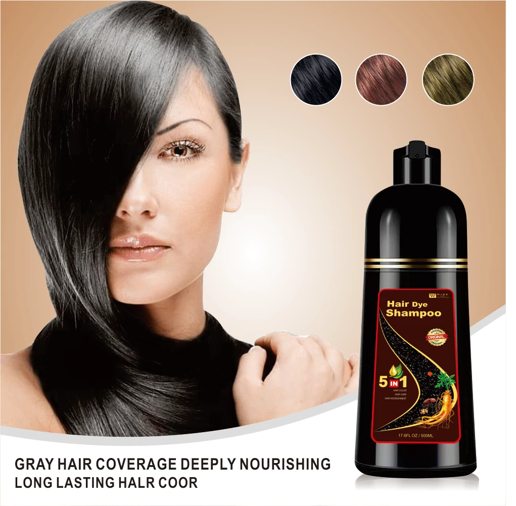 5 IN 1 Ammonia and ppd free best instant hair color shampoo for men and women rich bubble for dark brown hair color dye