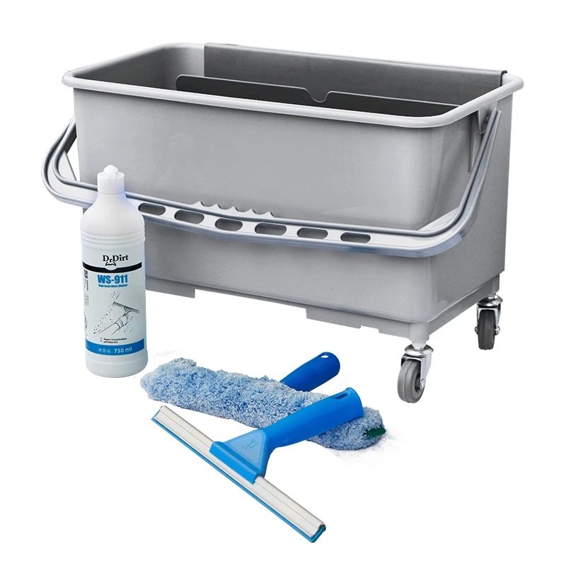 Window glass cleaning wiper tools professional handheld plastic window squeegee with glass cleaner and bucket set