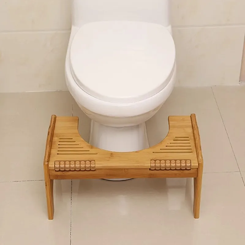 Бамбуковый туалетный табурет складной и не скользящий унитаз с массажером для ног