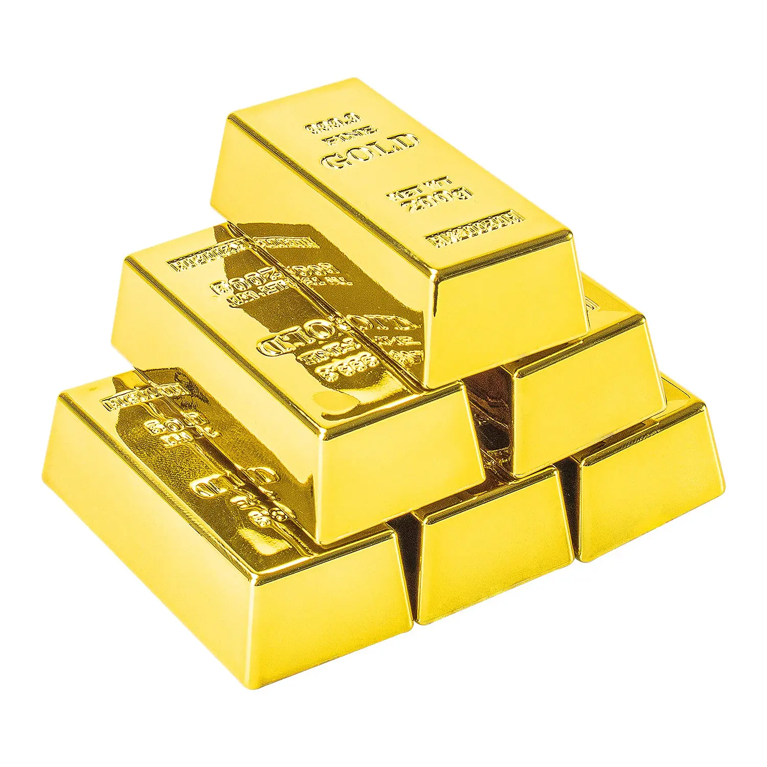 6 Pcs Simulated Treasure Golden Brick Bullion Fake Glittering Gold Bar Paperweight Movie Prop Novelty Gift